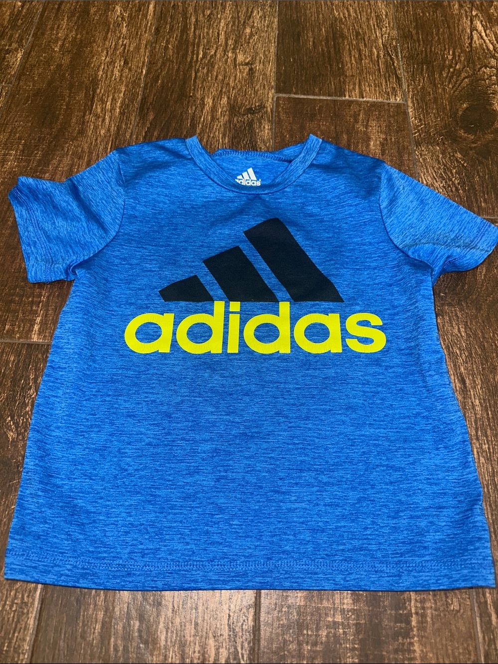 adidas Youth Heather Blue Tee with Yellow Logo